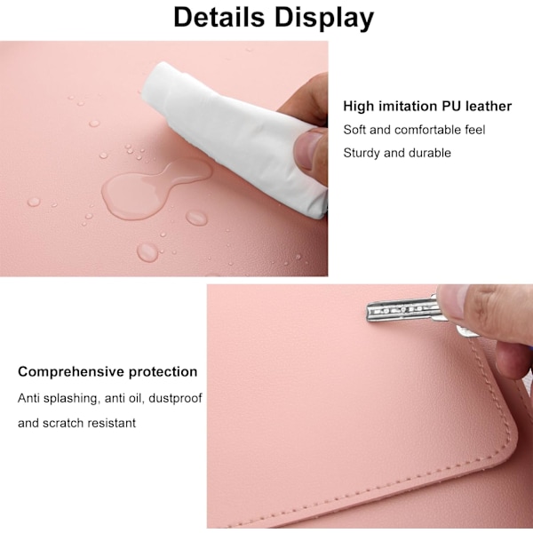 PU-läderfodral för MacBook Air 15 tum A2941 M2-chip, inre mjuk fluff tjock vadderad bärbar resväska (rosa)