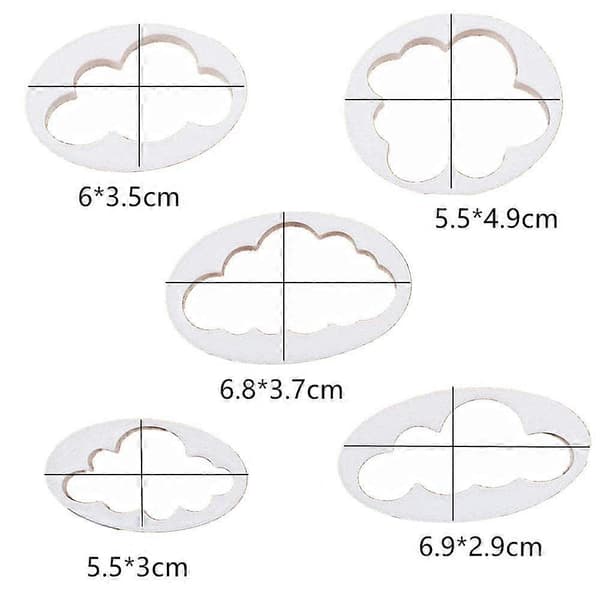 5 stk. Sky Fondant Kutter Plastikkakeform