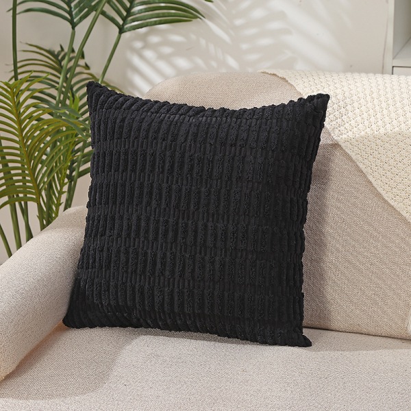 Sæt med 2 45 x 45 cm fløjlspudebetræk af fløjl, moderne pudebetræk, dekorative sofapuder, pyntepuder, blød pyntepude black