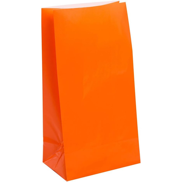 Orange Papir Festtasker (25cm x 13cm) 12 stk. - Perfekt til fester og begivenheder orange