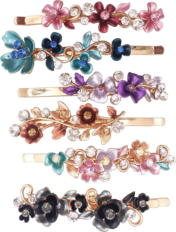 6 stk. Vintage Blomster Metal Hårnåle