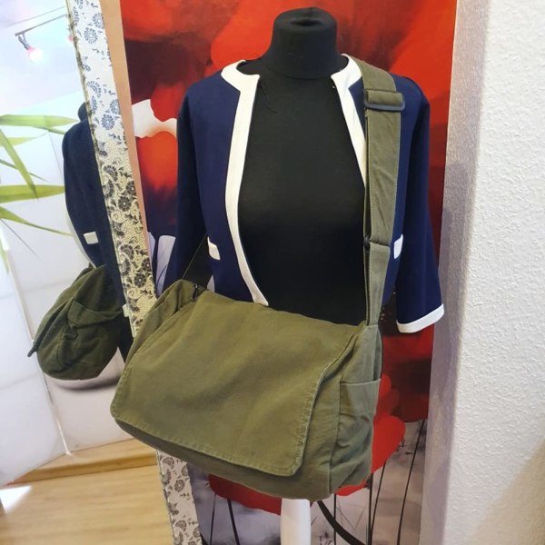 Canvas Crossbody-väska för kvinnor, Canvas Axelväskor Estetisk Messenger Bag Satchel Bag Hobo Tote Bag för skolresor Casual Daily Green
