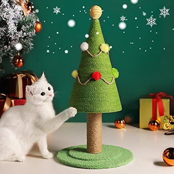 Katte kradsestolpe kæledyrslegetøj Robust lodret juletræ Katte kradselegetøj kompatibelt med jul