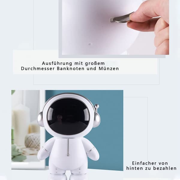 Astronaut Sparebøsse, Romdekorasjon, Bursdag, Jul, Nyttårsgave (Sølv) Silver