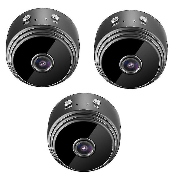 3-pack Mini Wifi-kameror, trådlösa kameror med ljud och videoströmning i realtid, HD 1080p Hem