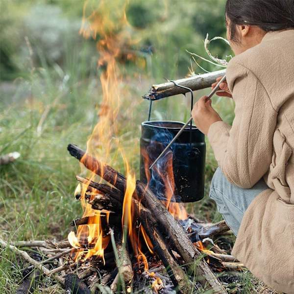 Taskukohot, ruostumattomasta teräksestä valmistettu paloputki, 2 pakkausta kahdeksan osainen taskukohot retkeilyyn, grilliin, piknikille