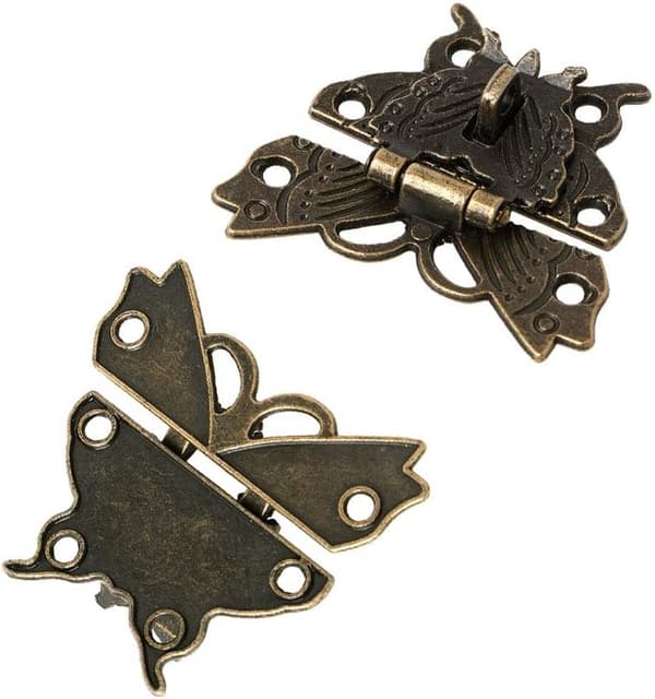 Antik spänne, hasp spänne lås spänne fjäril spänne lås för dekorativ smyckeskrin (6 st)