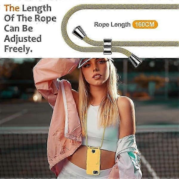 Flydende silikone etui med kortholder og lanyard til iPhone 16e Yellow