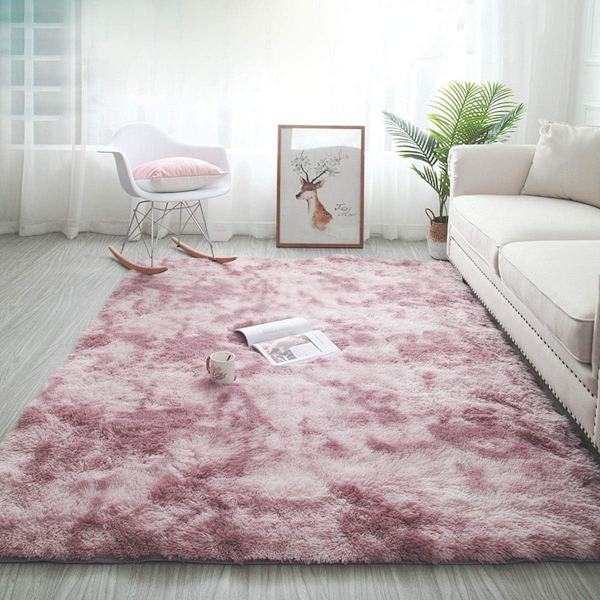 Shaggy soveværelse tæppe, tæppe til stue stor gulvmåtte til entre, blødt fluffy shag tæppe fluffy indendørs tæppe (100 * 160 cm) Pink 100*160CM