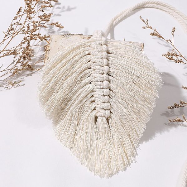 2 stk. gardinholdere, gardinholdere kroge klips rebholder spænde håndlavet vævning boheme kvast holdere, gardiner dekoration til soveværelse/kontor, beige Beige Tassel