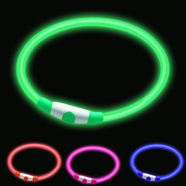 LED Dog Collar,Glow Light Collar for Dogs,Ultra Bright USB Rechargeable Cut to Fit Any Size - Increased Visibility and Safety For Your Pets(Green)