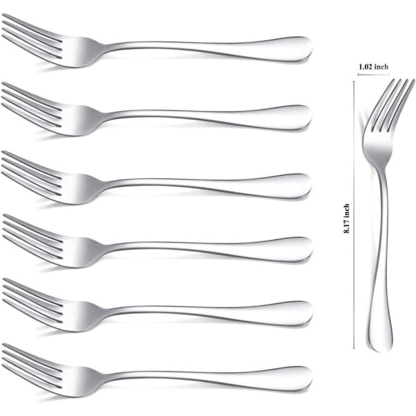 Gafler 6-pak, Rustfrit stål 20,5 cm Bestik, Bordgafler Sæt med 6