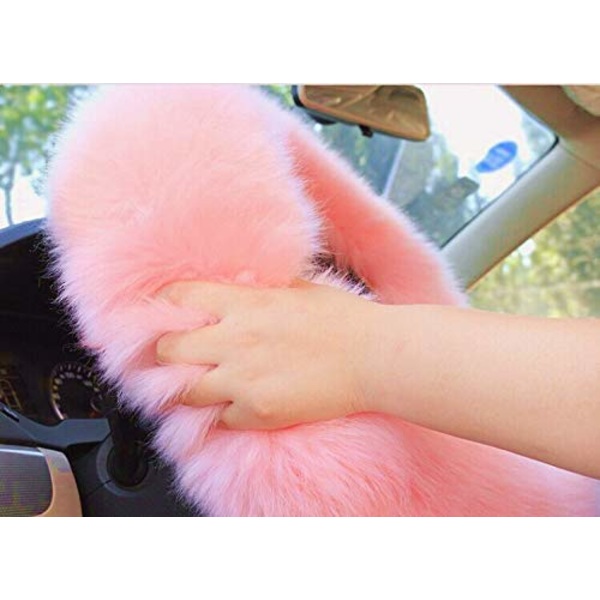 Universaali auton ohjauspyörän suojus, talvinen ohjauspyörän suojus 37-39cm (musta) Pink