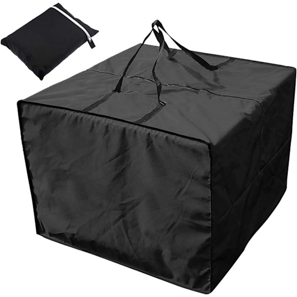 Oppbevaring for hagemøbelpute, vanntett utendørs multifunksjonell beskyttelsestrekk, 80x80x60cm, svart Black