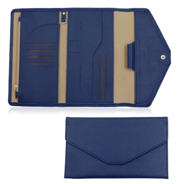 Monikäyttöinen matkalompakko, RFID-esto matkalompakko Passin pidike, Asiakirjan organizer Case cover passille, luottokortti (tummansininen) Dark Blue