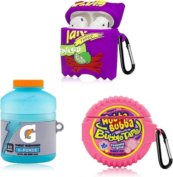 [3-pack] Sött fodral för Airpod 2/1, 3D-tecknad Kawaii Bubble Gum
