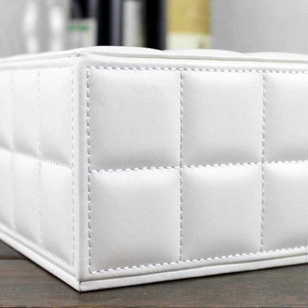 High-end Mote Pu Lær Tissue Box Holder Cover Rektangulær