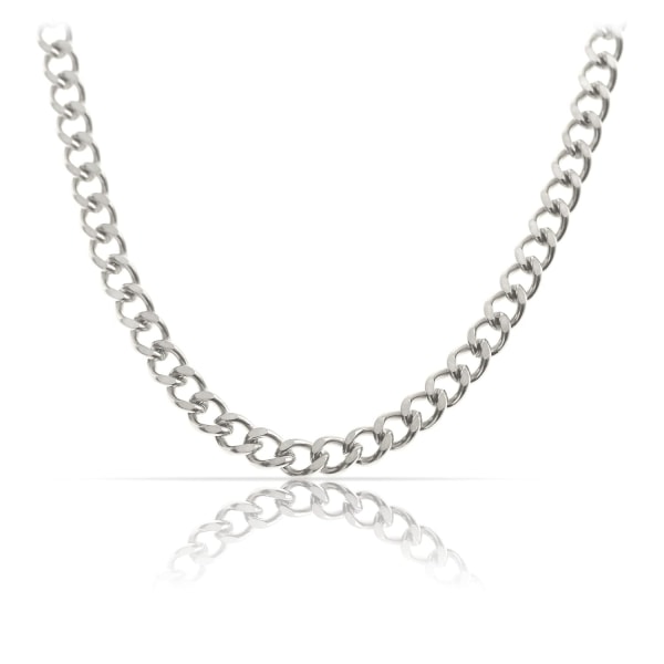 Højkvalitets sølvkæde af rustfrit stål • Robust sølvkæde • Solid kongekæde 60 cm | 10 mm • Cuban Link Chain Link Chain Curb Chain