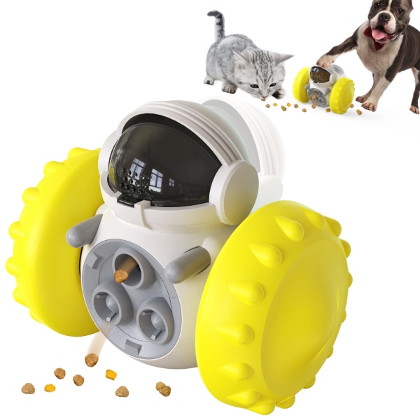 Kjæledyrleketøyglass, Katt Hund lekker matleketøy,Slow feeder for kjæledyr Interaktiv tumbler Pedagogisk leketøy Ikke-elektrisk drevet balansebil (gul)