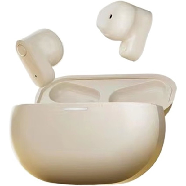 Bluetooth-hodetelefoner Trådløst headset Bluetooth-headset, IPX5 Vanntett, Dobbel mikrofon Talking Støyreduksjon, Med lading-Beige