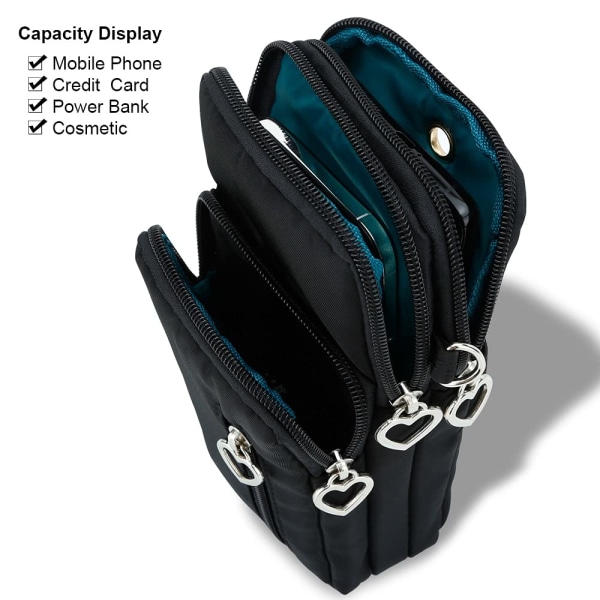 Crossbody-väskor Mobiltelefonplånboksväskor med stor kapacitet och justerbar axelrem för kvinnor tjej