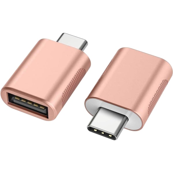 USB C till USB adapter (2-pack), USB-C till USB 3.0-adapter, USB Type-C till USB adapter, Thunderbolt 3 till USB OTG-adapter rose gold