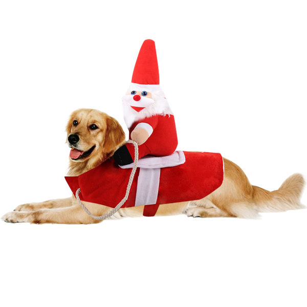Lemmikkieläinten jouluasu, koiran kissa Joulupukin puvut, juoksevan pienen koiran asu, söpö pentupentu Cosplay-takki, lämpimät talvivaatteet, M, punainen M