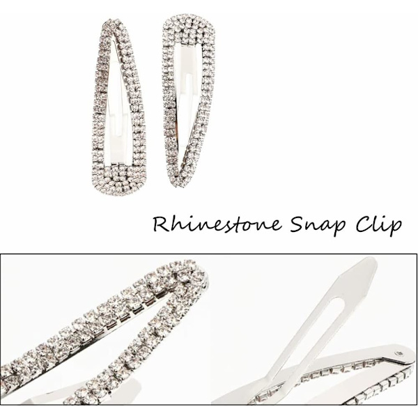 4 kpl Rhinestone-hiusnepsut silver