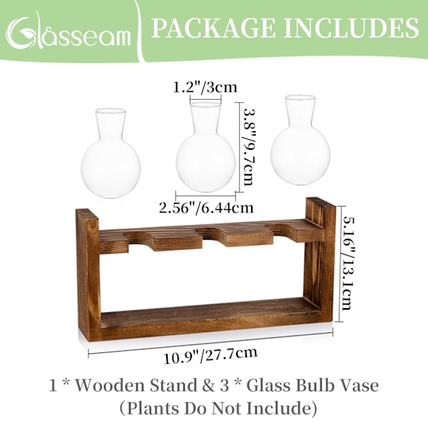 Blomster vase vintage små vaser til borddekoration moderne glasreagensglas til blomster med stativ træformering station til stue three bottles