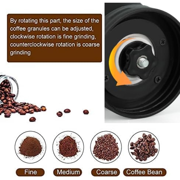 Keramisk håndkaffekvern manuell justerbar grovhet keramisk kvern - Kaffebønnekvern med 1 ekstra glasskrukker
