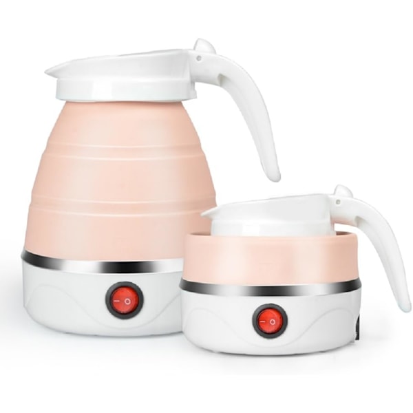 Sammenklappelig rejse foldbar elektrisk kedel, kogende vand til te kaffe, kog tør beskyttelse (1200 ml, 220V) (Pink)