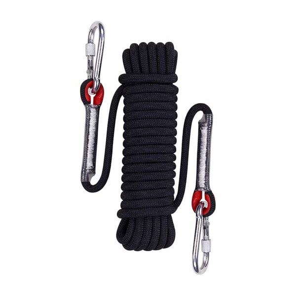 Klätterrep utomhus, klätterrep utomhus, svart flätat nylonsäkerhetsrep, 15 m Black 10m