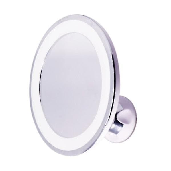Sugkoppsmakeup-spegel med LED-belysning & 10x förstoring - Vit