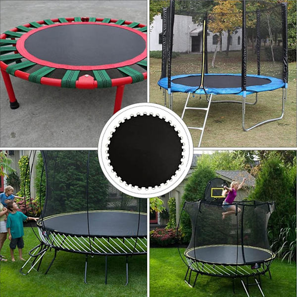 Hoppmatta för studsmatta, utomhus ersättningsmatta för studsmatta med fjäderdragkrok T-krok passar runda studsmattor, svart-8ft(48)