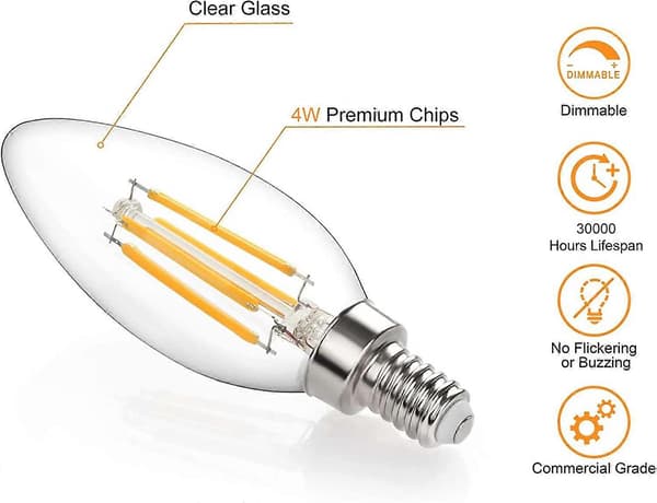 Små Skruv LED Lampor, 10-pack E14 Ljuslampor Dimbar, Lampor 40W E14/SES Ekvivalent, 220V, Varmvit