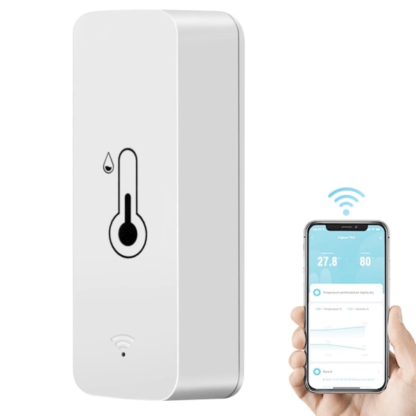 WiFi Hygrometer Termometer Sensor, Smart Romtemperatur Fuktighetsmåler for Hjem, Innendørs Hygrometer Fuktighetsmåler (Batterier ikke inkludert)