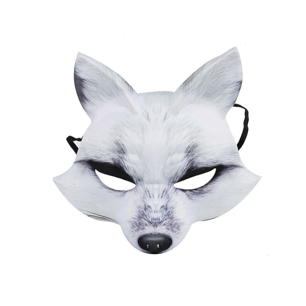 Halloween Kunstig Rev Maske Dyr Elegant Cosplay Maske for Halloween Cosplay Fest Fancy Dress Tilbehør (Hvit Rev) White