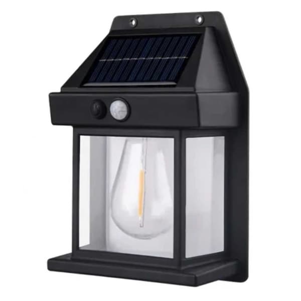 4-pakning Solar Vegglampe med Bevegelsessensor Svart black