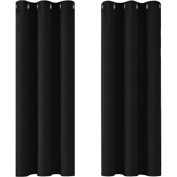 Supermyke rommørkende gardiner termisk isolerte gardiner med hemper mørkleggingsgardiner for gutter soverom svart 42 x 84 tommer 2 paneler