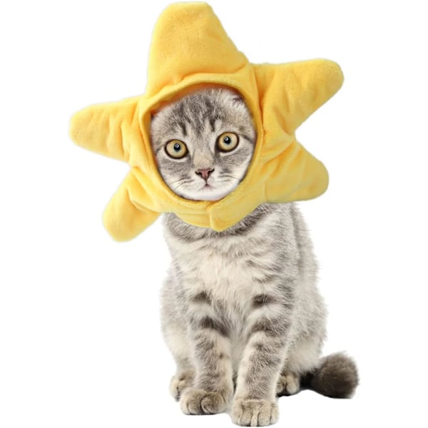 Funny Cat Hat Yellow Starfish Small Dogs Cap Soft Star Shaped Puppy Headgear Halloween Pet Costume Warm Head Accessories