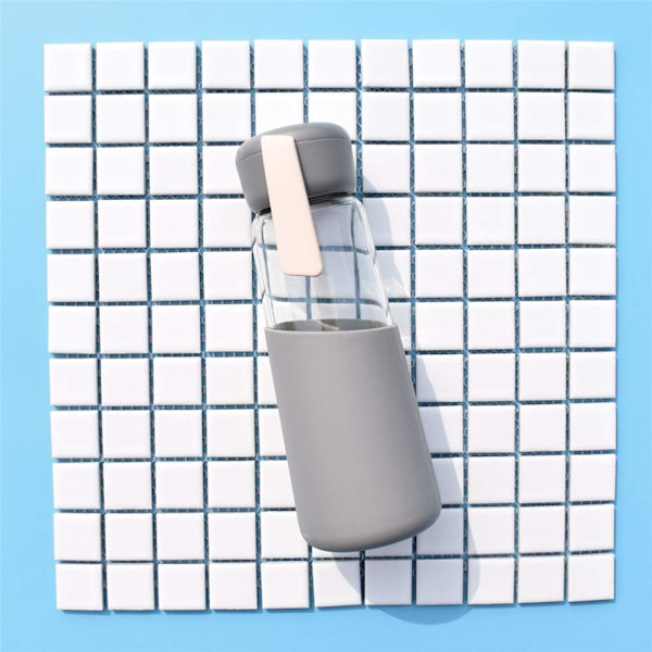 Glas Vandflaske Silikone Etui Kreative Gaver Flasker Anti-Skoldning Hold Koldt Vandflaske Dark Gray