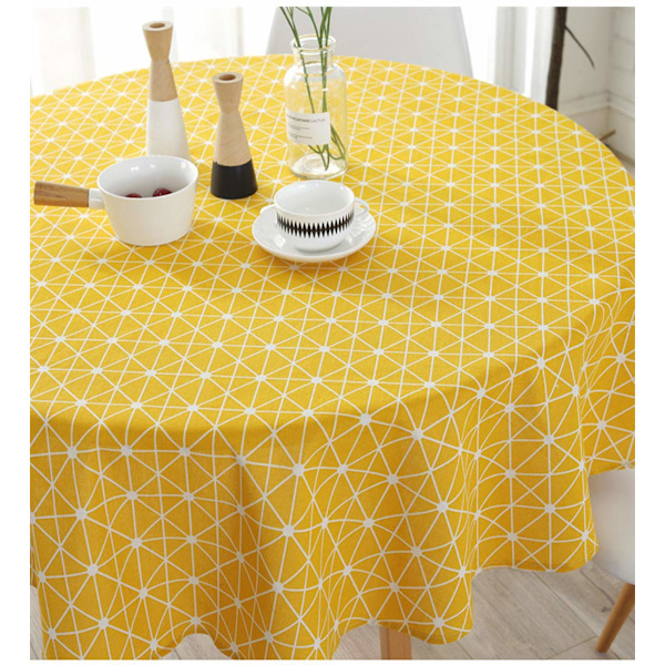 Pyöreä pöytäliina Puuvillapellava Pöytäliinat Yksinkertainen Twill Pöytäliina Pöytäliina Sopii Kotikeittiön Sisustukseen, Eri Kokoja yellow 150cm