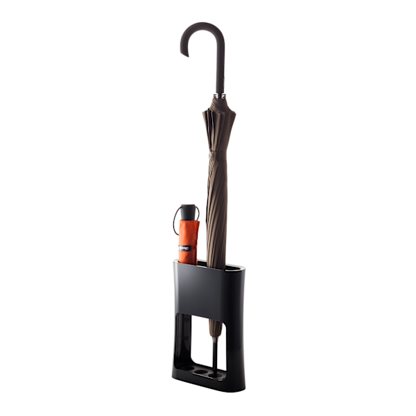 Paraplyholder Paraplyholder med vandopsamlingsbakke til sammenklappelige paraplyer, minimalistisk, ABS-harpiks, stål, sort, L 20,8 x B 7,6 x H 28 cm Black