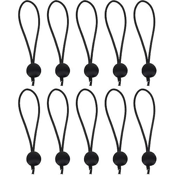10-pak - Presenningbeslag / Gummistrop med kugle Sort