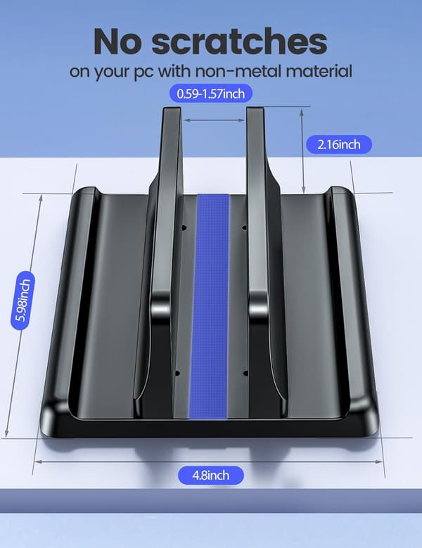 1 stk. Vertikal Laptop Stand Holder Plast Justerbar Desktop Notebook Dock Pladsbesparende 3 i 1 (sort)