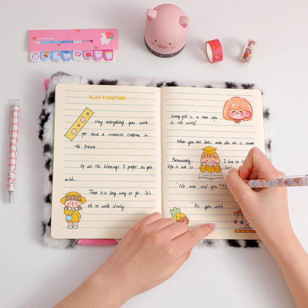 Plettet hundeplanlægger Fluffy Journal Notebook Hund hemmelig notesblok sød tegneserie hvalpeskrivebogsdagbog dagsorden