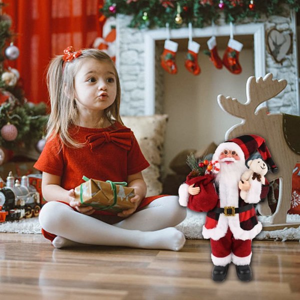 Julenissepynt Julenissen stående julenissefigur Plast julenisse stående dukke Realistisk julenisse juledekorfigur Santa Claus