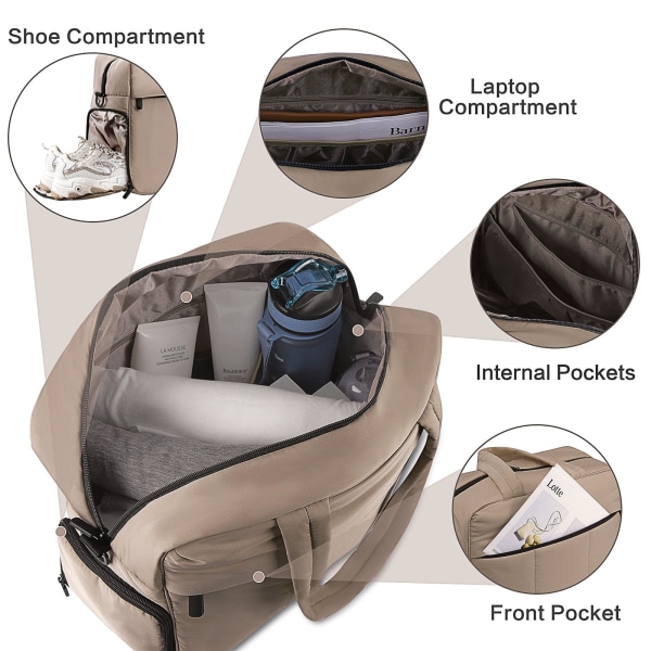 Reise Duffel Bag, Quilted Nylon Luggage Gym Bags Puffer Tote Bag for Women Vanntett Håndbagasje med Skoskuff Overnatting Bag