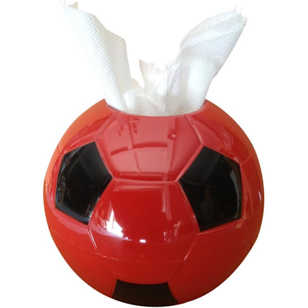 Fodbold Tissue Box Holder Cover Kreativ Rundformet Papirholder til Hjem Soveværelse Kontor Dekoration rød Red