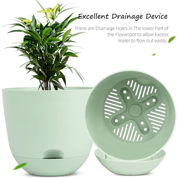 Självbevattnande blomkrukor för inomhus- och utomhusbruk Gröna 17 cm (3 st) Green M
